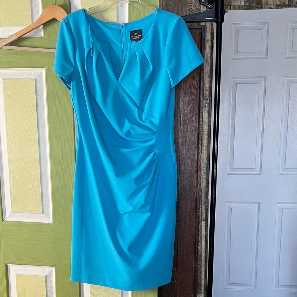 Adrianna Papell Bright Turquoise Midi Dress